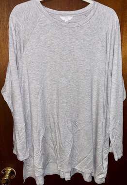 Time and Tru Women's Heather Grey Long Sleeve Raglan Tunic Top Size XXXL